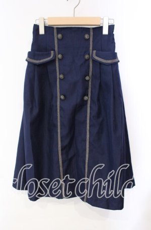 画像: axes femme POETIQUE / Ｗ釦デザインスカート  ネイビー O-25-10-28-057-AX-SK-IG-OS