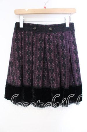 画像: axes femme / Disney/アーガイルシルエットスカート  ワイン×クロ O-25-10-28-060-AX-SK-IG-OS