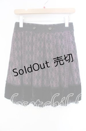 画像: axes femme / Disney/アーガイルシルエットスカート  ワイン×クロ O-25-10-28-060-AX-SK-IG-OS