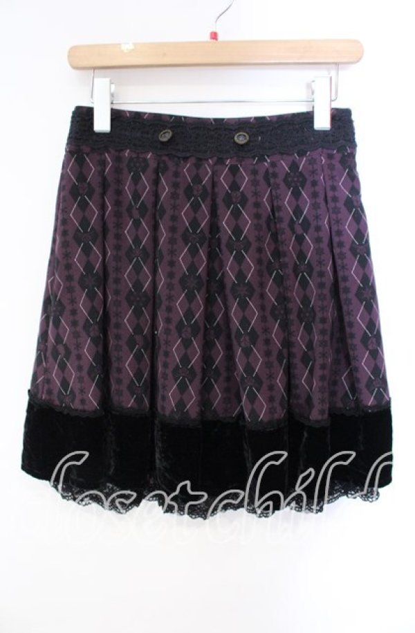 画像1: axes femme / Disney/アーガイルシルエットスカート  ワイン×クロ O-25-10-28-060-AX-SK-IG-OS (1)
