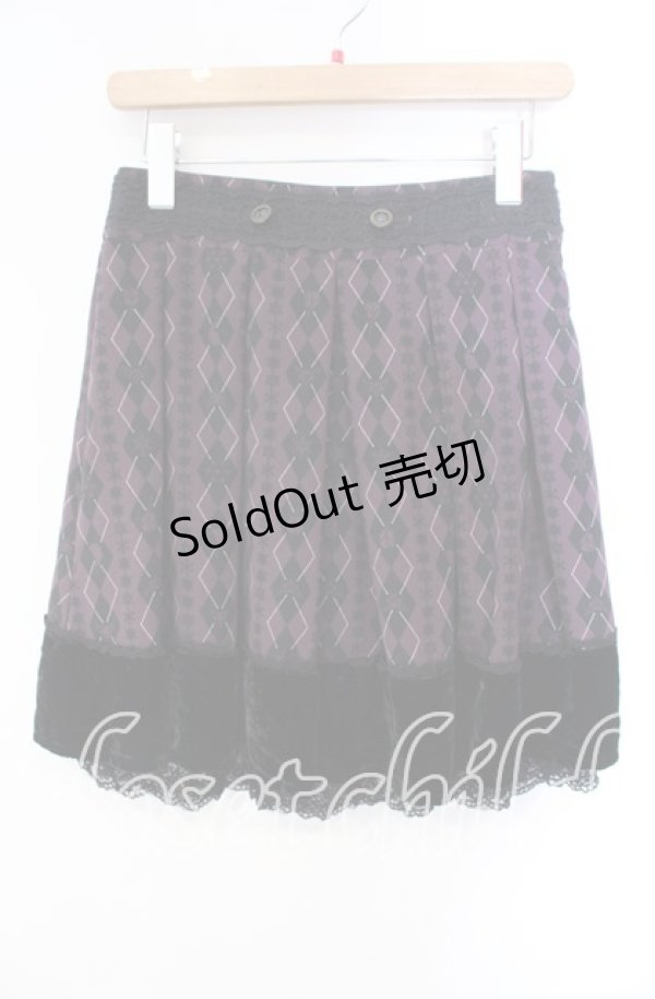 画像1: axes femme / Disney/アーガイルシルエットスカート  ワイン×クロ O-25-10-28-060-AX-SK-IG-OS (1)