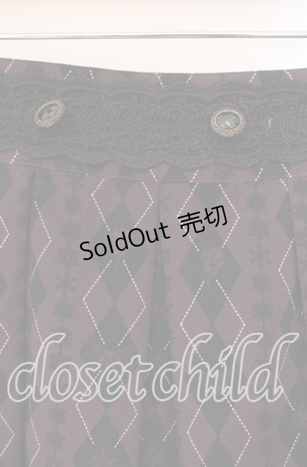 画像2: axes femme / Disney/アーガイルシルエットスカート  ワイン×クロ O-25-10-28-060-AX-SK-IG-OS (2)