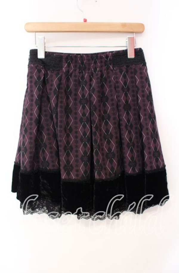 画像3: axes femme / Disney/アーガイルシルエットスカート  ワイン×クロ O-25-10-28-060-AX-SK-IG-OS (3)