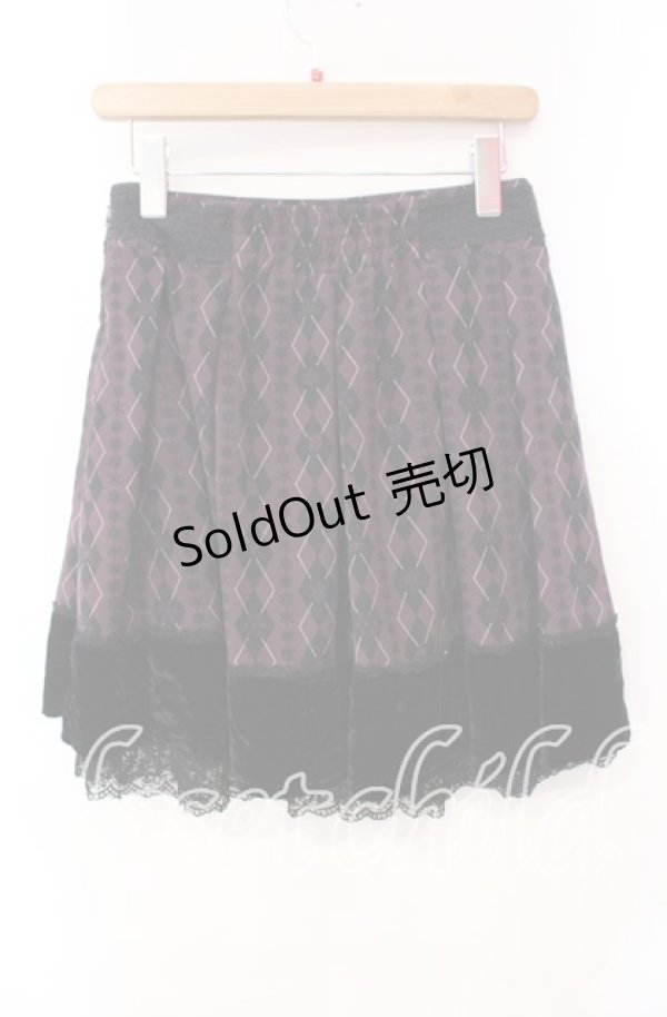 画像3: axes femme / Disney/アーガイルシルエットスカート  ワイン×クロ O-25-10-28-060-AX-SK-IG-OS (3)