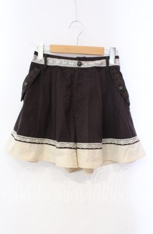 画像: axes femme / レース切替キュロット  ブラウン O-25-10-28-061-AX-PA-IG-OS