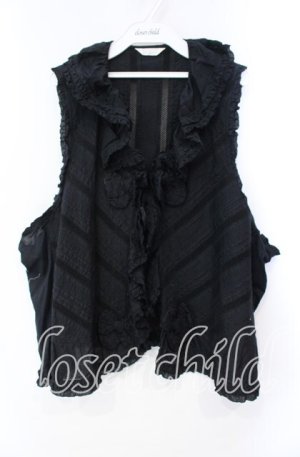 画像: PINK HOUSE / タックフリル透かしベスト【お直しあり】  クロ O-25-10-28-065-LO-TO-IG-OS