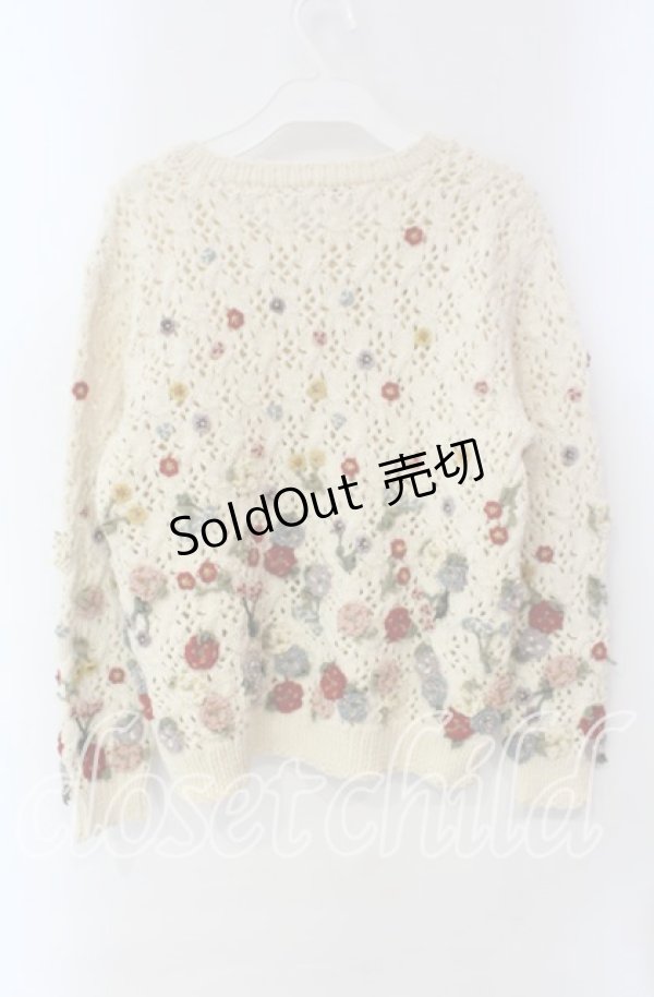 画像3: KANEKO ISAO / フラワーモチーフニット  アイボリー O-25-10-28-067-EL-TO-IG-OS (3)