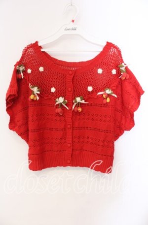 画像: PINK HOUSE / チェリーあみぐるみカーディガン  アカ O-25-10-28-068-LO-TO-IG-OS