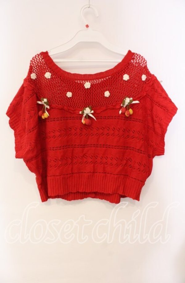 画像3: PINK HOUSE / チェリーあみぐるみカーディガン  アカ O-25-10-28-068-LO-TO-IG-OS (3)