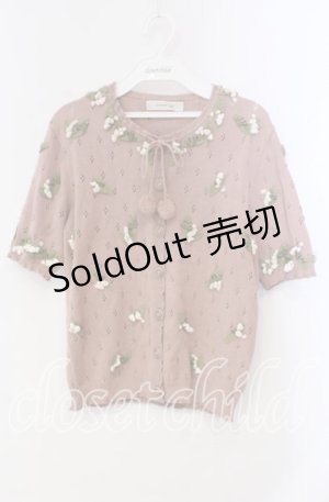 画像: KANEKO ISAO / モチーフ付き半袖カーディガン  ピンク O-25-10-28-069-EL-TO-IG-OS