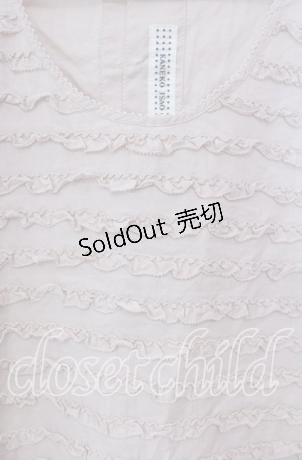 画像2: KANEKO ISAO / ピコフリルボーダー半袖ブラウス【お直しあり】  ピンク O-25-10-28-071-EL-BL-IG-OS (2)