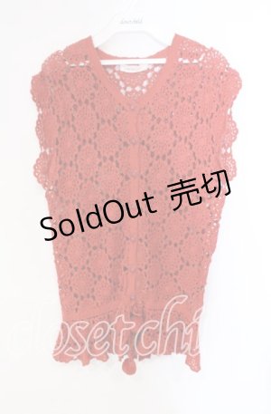 画像: WONDERFUL WORLD / パッチワークかぎ編みベスト  アカ O-25-10-28-073-LO-TO-IG-OS