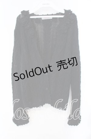 画像: WONDERFUL WORLD / ローズモチーフニットカーディガン  ブラック O-25-10-28-075-LO-TO-IG-OS