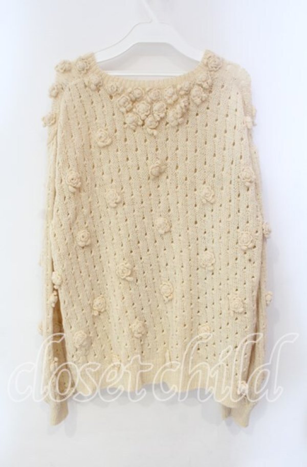 画像3: KANEKO ISAO / ローズモチーフニットカーディガン  アイボリー O-25-10-28-077-EL-TO-IG-OS (3)