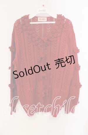 画像: PINK HOUSE / カメリア&リボンニットカーディガン  アカ O-25-10-28-078-LO-TO-IG-OS