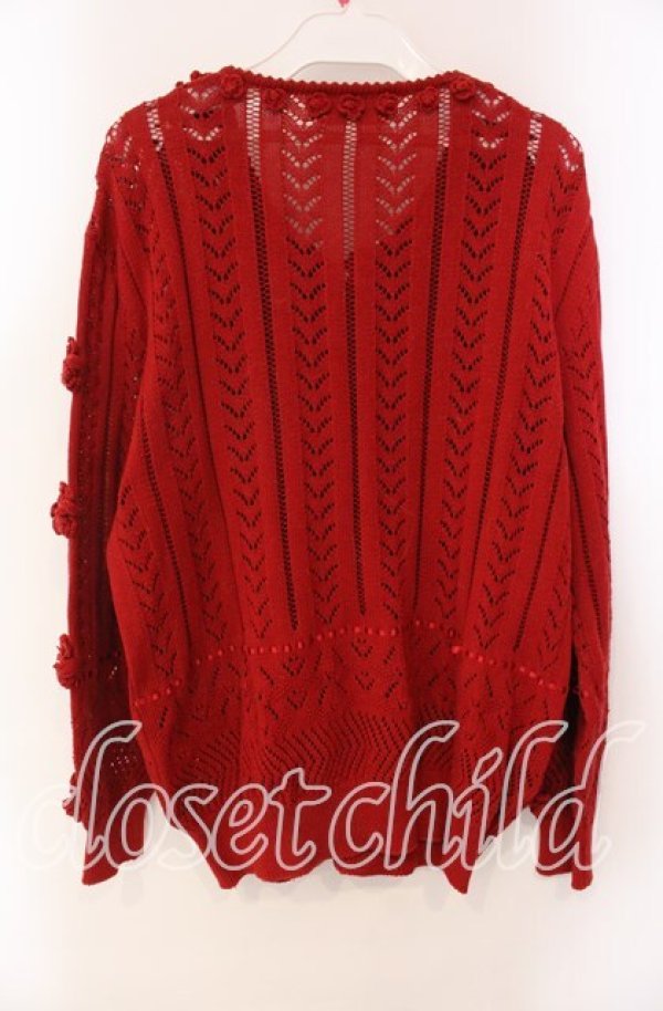 画像3: PINK HOUSE / カメリア&リボンニットカーディガン  アカ O-25-10-28-078-LO-TO-IG-OS (3)