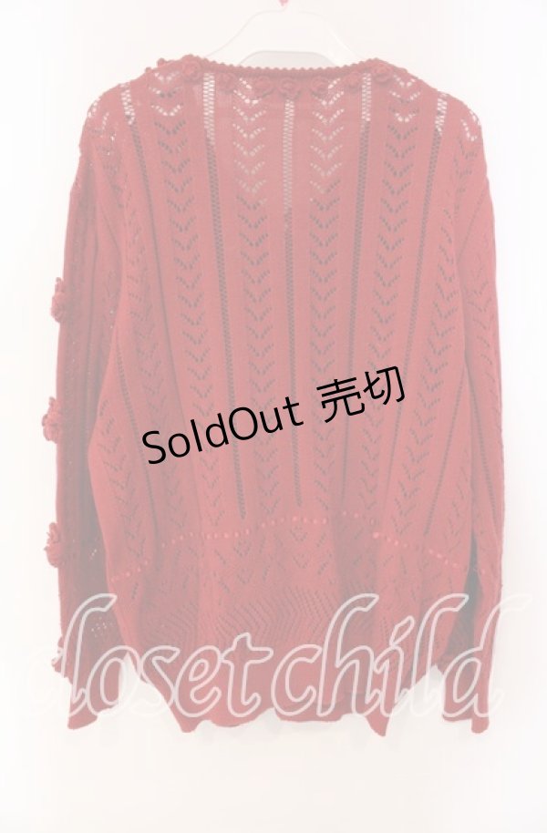 画像3: PINK HOUSE / カメリア&リボンニットカーディガン  アカ O-25-10-28-078-LO-TO-IG-OS (3)