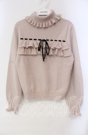 画像: Ank Rouge / リボン通しタートルニットプルオーバー M ピンク O-25-10-28-080-CA-TO-OW-OS