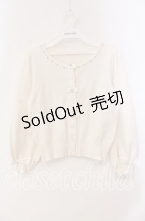 画像: LODISPOTTO / リボン＆ビジュー配色カーディガン M シロ O-25-10-28-081-LO-TO-OW-OS