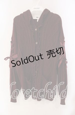 画像: Secret Honey / ハート編みカーディガン  ワイン O-25-10-28-086-CA-TO-IG-OS