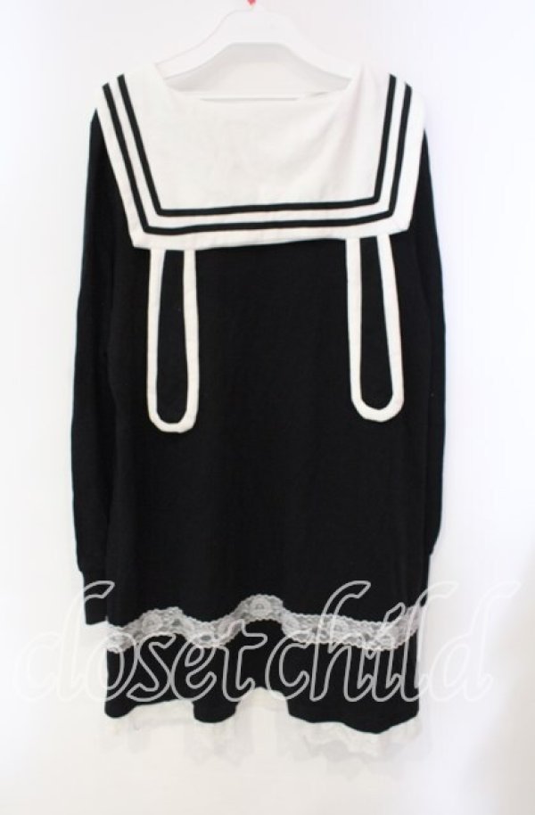 画像3: Drug Honey / うさみみセーラーワンピース  ブラック×ホワイト O-25-10-28-092-PU-OP-IG-OS (3)