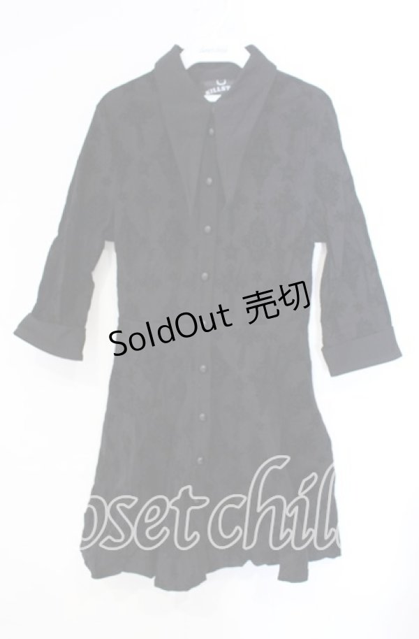 画像1: KILL STAR / Vanda Flocked Collar Dress ドレス  ブラック O-25-10-28-097-SL-OP-IG-OS (1)