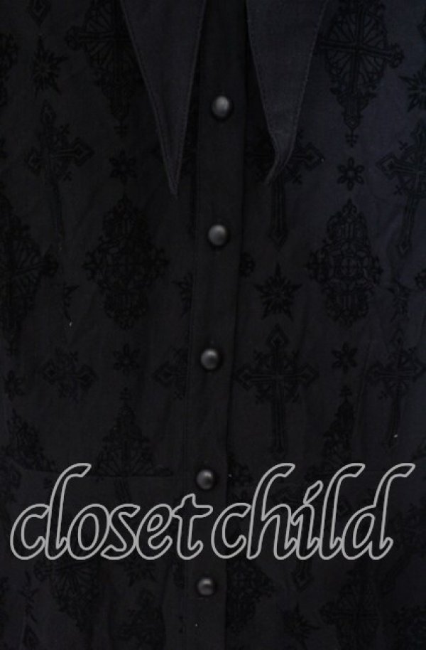 画像2: KILL STAR / Vanda Flocked Collar Dress ドレス  ブラック O-25-10-28-097-SL-OP-IG-OS (2)