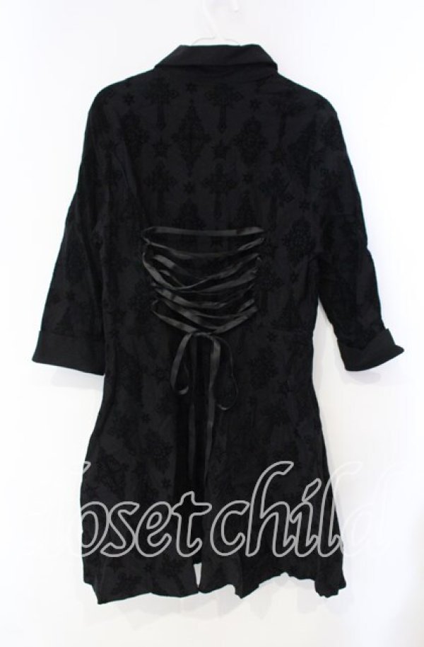 画像3: KILL STAR / Vanda Flocked Collar Dress ドレス  ブラック O-25-10-28-097-SL-OP-IG-OS (3)