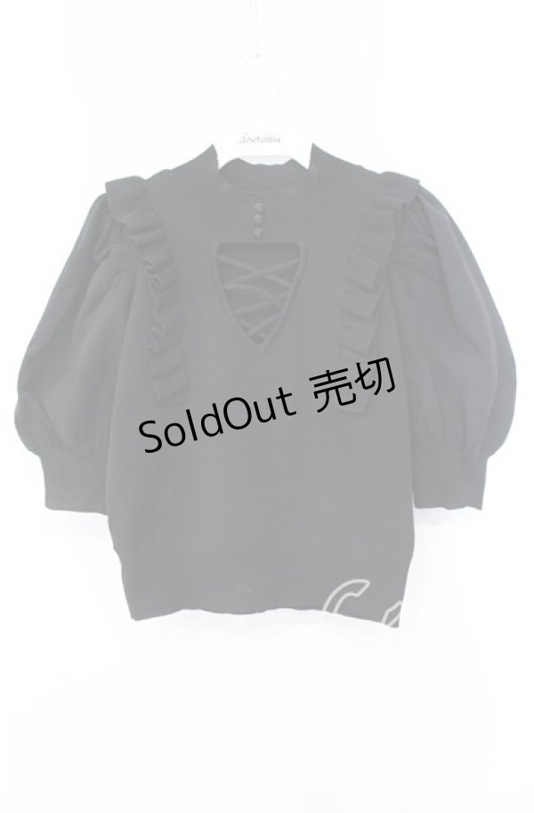 画像1: EATME / 2WAYフリルニットトップス  クロ O-25-10-28-100-LO-TO-IG-OS (1)