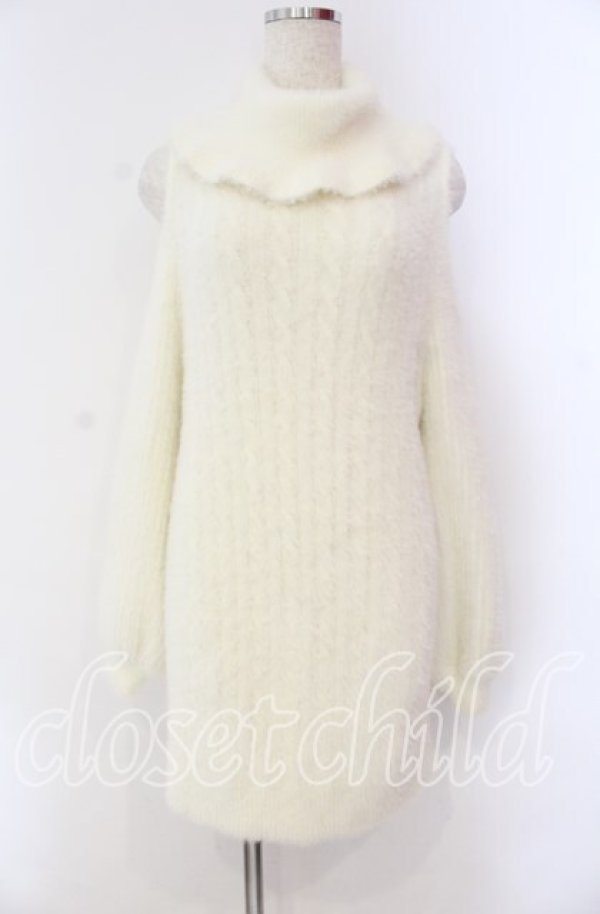 画像1: LIZ LISA / フェザー肩あきニットワンピース  オフ O-25-10-28-011-LO-OP-IG-OS (1)