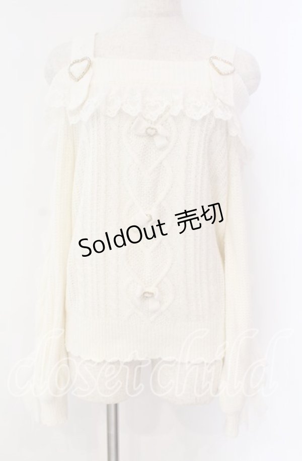 画像1: LIZ LISA / レースアップスリーブオフショルニット  オフ O-25-10-28-012-LO-TO-IG-OS (1)