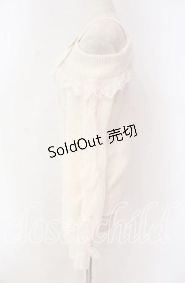 画像3: LIZ LISA / レースアップスリーブオフショルニット  オフ O-25-10-28-012-LO-TO-IG-OS (3)