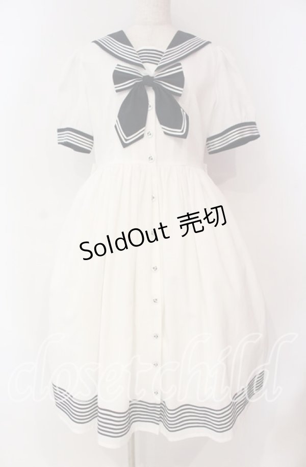 画像1: La Vie en Rose（海外ロリィタ） / セーラーワンピース M シロ×ネイビー O-25-10-28-016-LO-OP-IG-OS (1)