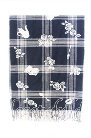 画像: axes femme / 薔薇柄大判ストール  ネイビー O-25-10-29-001-AX-ZA-OW-OS