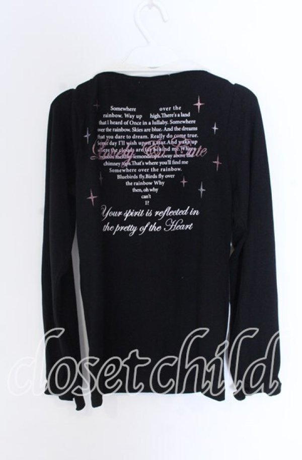 画像2: TRALALA / ネックレスパーツ襟付きカットソー  クロ×シロ O-25-10-29-038-LO-TO-IG-OS (2)