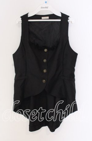 画像: axes femme POETIQUE / ノーカラーロングベスト M クロ O-25-10-29-040-AX-TO-IG-OS