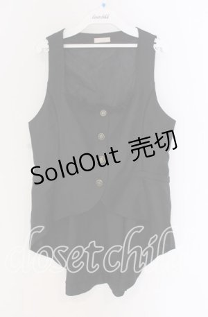 画像: axes femme POETIQUE / ノーカラーロングベスト M クロ O-25-10-29-040-AX-TO-IG-OS