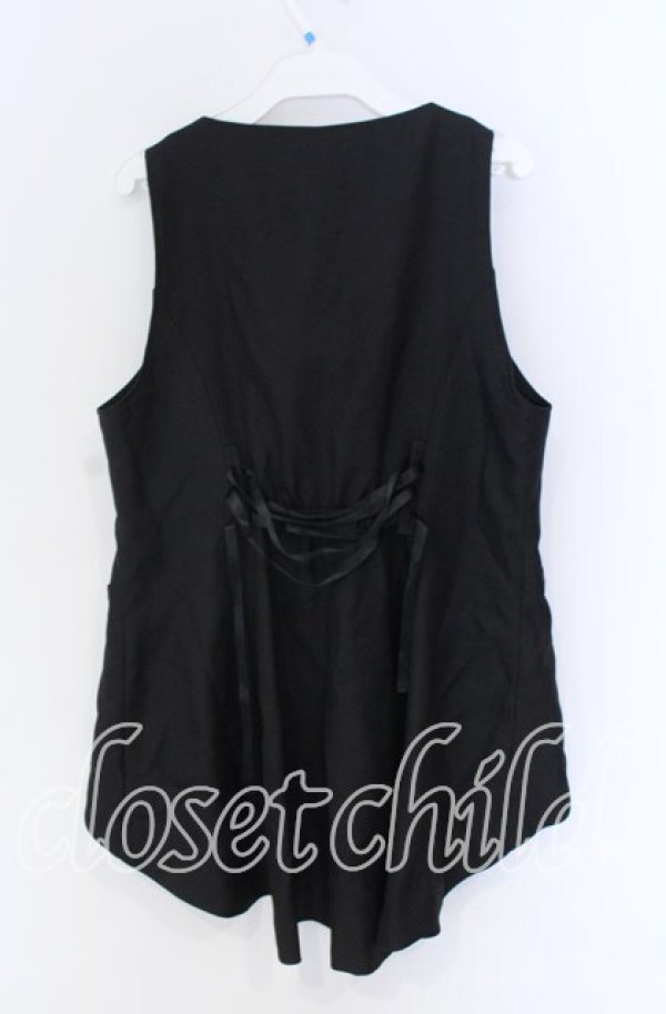 画像2: axes femme POETIQUE / ノーカラーロングベスト M クロ O-25-10-29-040-AX-TO-IG-OS (2)