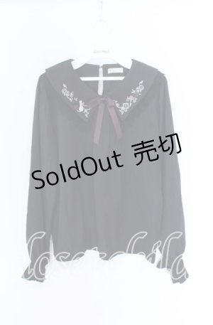 画像: axes femme / リボン付き猫刺繍ブラウスプルオーバー F クロ O-25-10-29-045-AX-BL-OW-OS