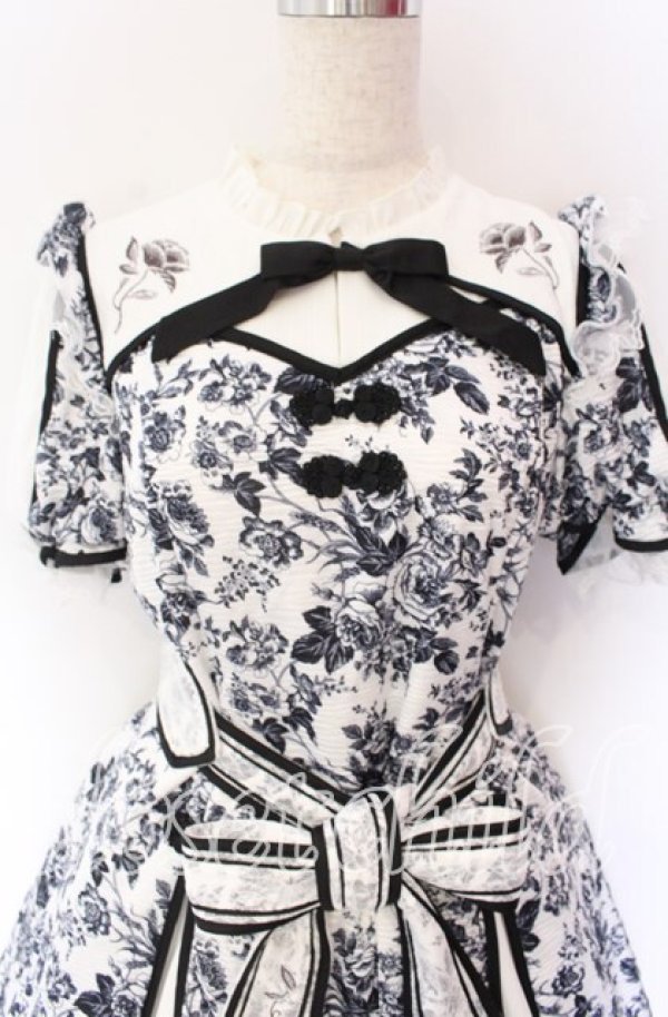 画像2: Hoshibako Works / 青華磁 ショートワンピース M シロ×クロ O-25-10-29-046-LO-OP-OW-OS (2)