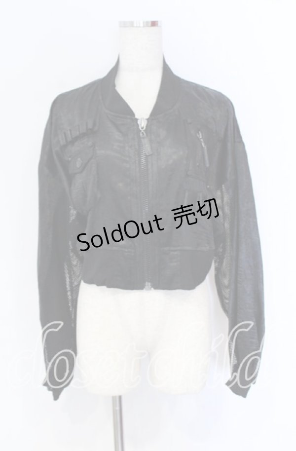 画像1: Qutie Frash / ミリタリーメッシュショートブルゾン  ブラック O-25-10-29-007-QU-JA-IG-ZI (1)