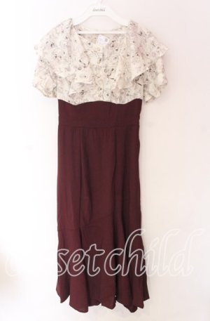 画像: axes femme / ハイウエストドッキングワンピース  ワイン O-25-10-29-052-AX-OP-IG-OS