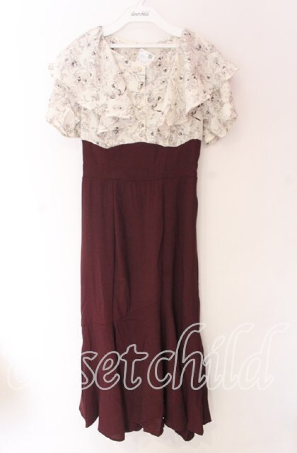 画像1: axes femme / ハイウエストドッキングワンピース  ワイン O-25-10-29-052-AX-OP-IG-OS (1)