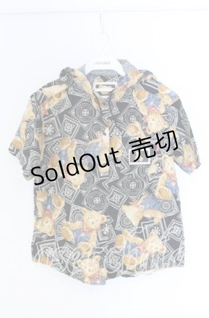 画像: PINK HOUSE / オーバーオールくまさん半袖フードシャツ  クロ O-25-10-29-054-LO-BL-IG-OS