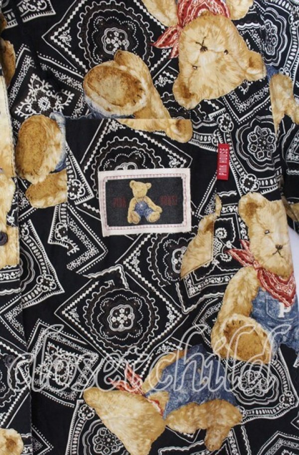 画像2: PINK HOUSE / オーバーオールくまさん半袖フードシャツ  クロ O-25-10-29-054-LO-BL-IG-OS (2)