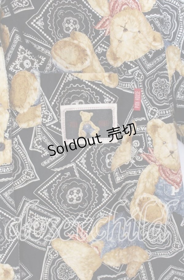 画像2: PINK HOUSE / オーバーオールくまさん半袖フードシャツ  クロ O-25-10-29-054-LO-BL-IG-OS (2)