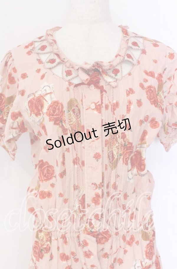 画像2: PINK HOUSE / ハートローズ柄半袖ワンピース  ピンク O-25-10-29-055-LO-OP-IG-OS (2)