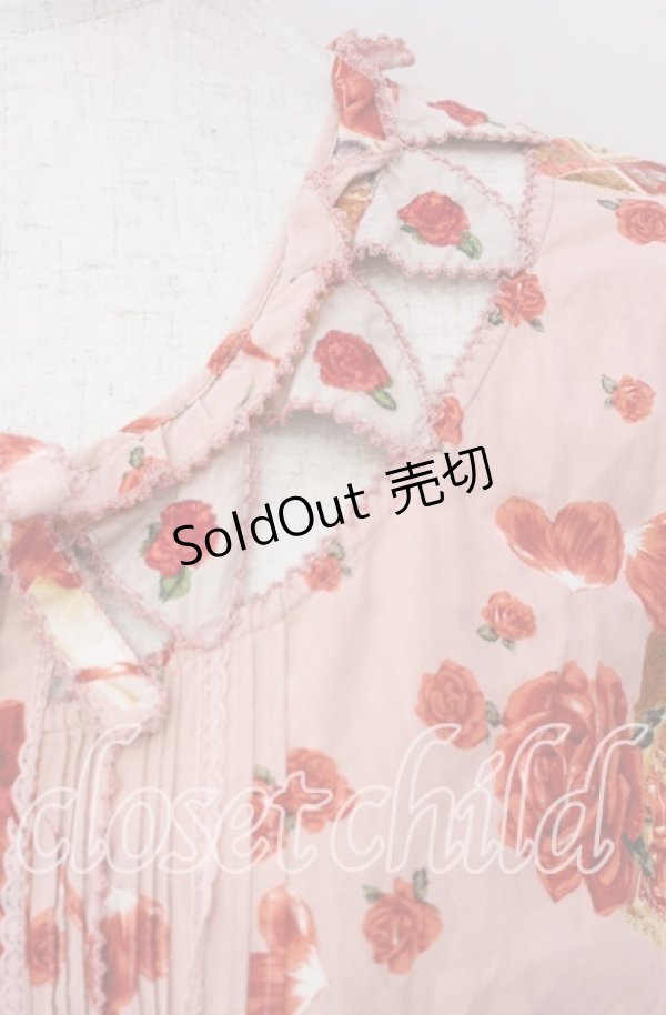 画像3: PINK HOUSE / ハートローズ柄半袖ワンピース  ピンク O-25-10-29-055-LO-OP-IG-OS (3)