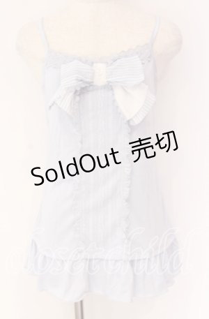 画像: axes femme / ストライプビッグリボンキャミ  サックス O-25-10-29-056-AX-TO-IG-OS