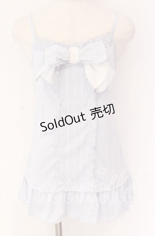 画像1: axes femme / ストライプビッグリボンキャミ  サックス O-25-10-29-056-AX-TO-IG-OS (1)